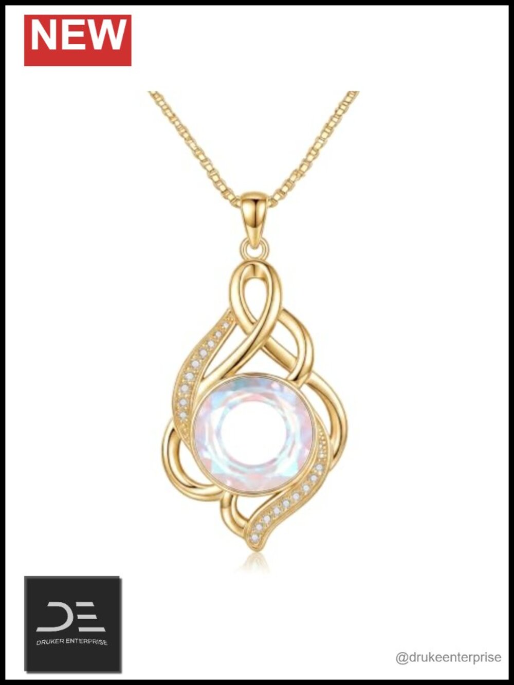 Infinity Austrian Crystal Pendant Necklace Women Love Gift Gold Plated